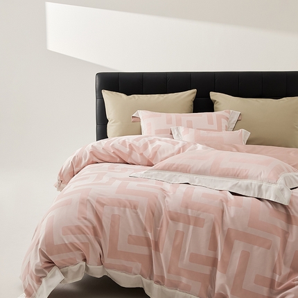 涞澳家纺 2025新款全棉色织提花四件套 瑰丽-粉