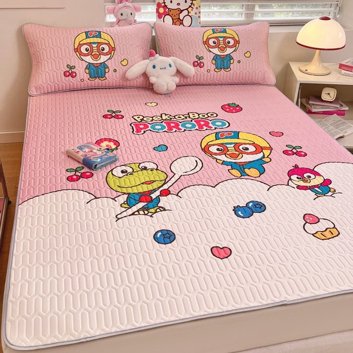 91家纺网 家纺一手货源 找家纺 金爱家2025新款啵乐乐乳胶凉席 凉席-水果派对