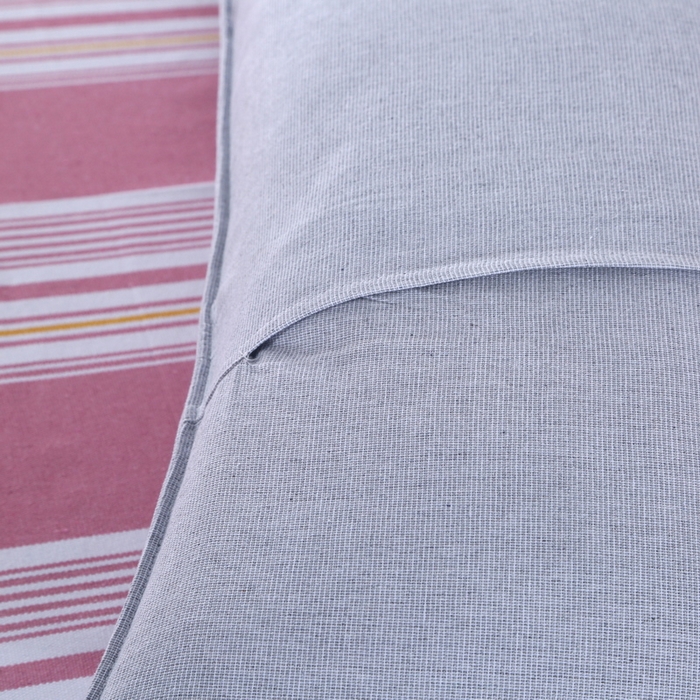 91家纺网 家纺一手货源 找家纺 恋尚羽 2025新款加厚纯棉老粗布凉席三件套 条纹 豆沙