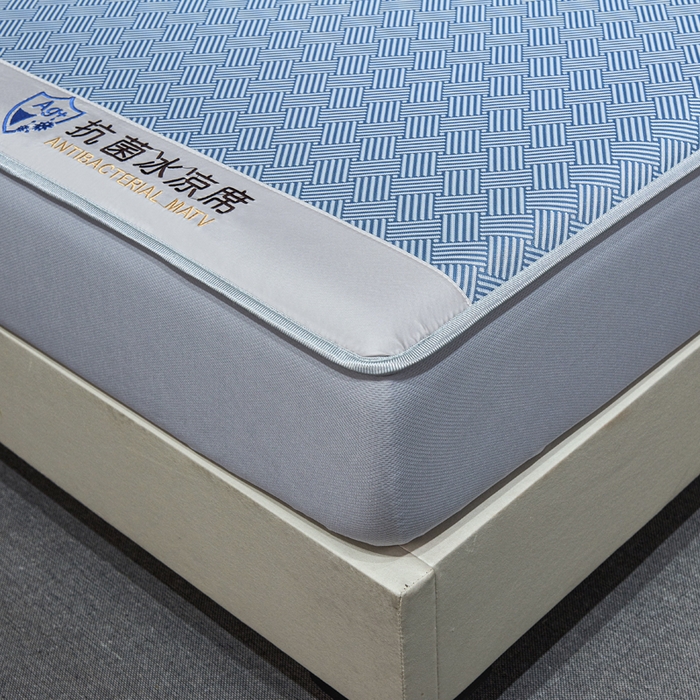 91家纺网 家纺一手货源 找家纺 999家纺 2025新款轻柔丝抗菌冰丝藤凉席（复合三明治款）宽包刺绣冰丝软席藤席 抗菌冰丝藤床笠-冰岛-优雅蓝