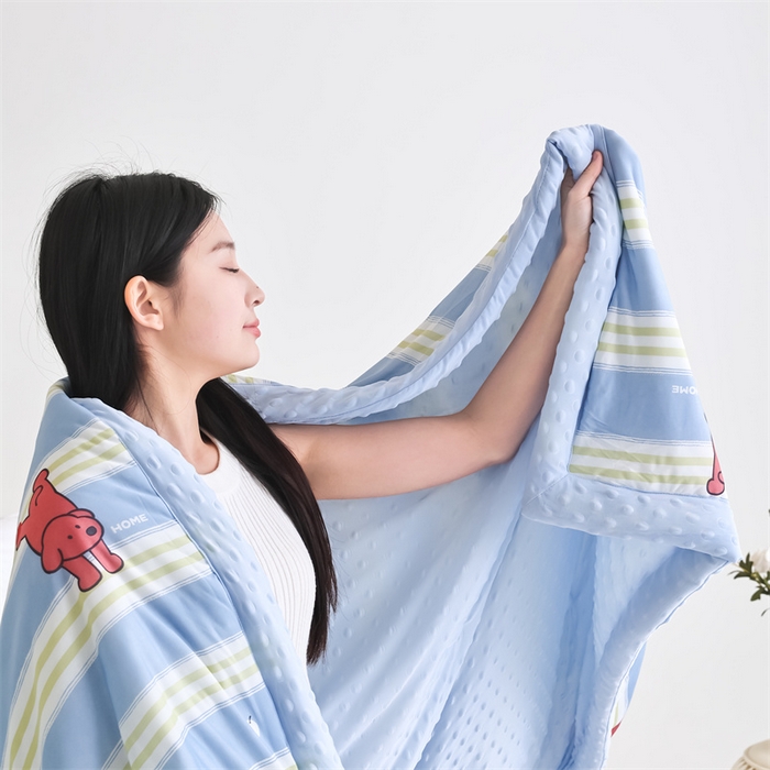 91家纺网 家纺一手货源 找家纺 默忆 2025新款印花凉感丝夏被夏凉被空调被加氨纶豆豆被 线条小狗