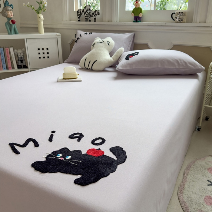 91家纺网 家纺一手货源 找家纺 席世家 2025春夏新款全棉纯棉老粗布印花床单凉席席子 小懒猫