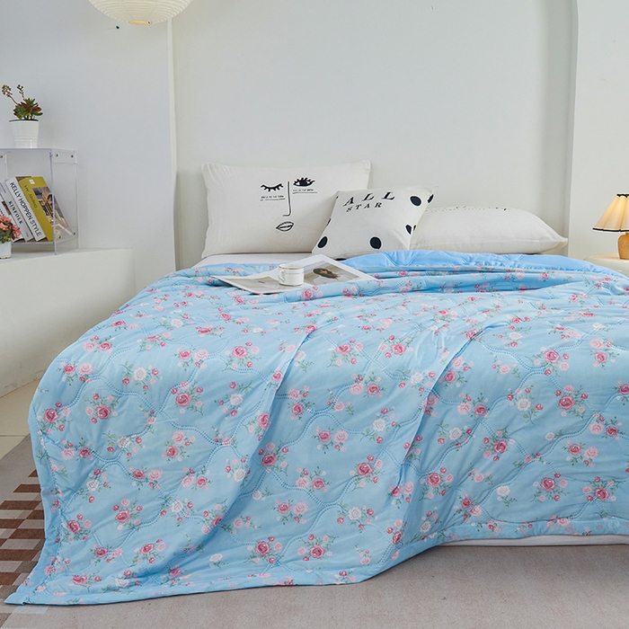 91家纺网 家纺一手货源 找家纺 被多多被业 2025新款凉感丝印花夏被夏凉被空调被 浪漫玫瑰