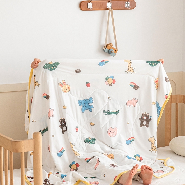 91家纺网 家纺一手货源 找家纺 嗨生活2025年儿童夏被 幼儿园夏被 凉感丝夏被 动物世界