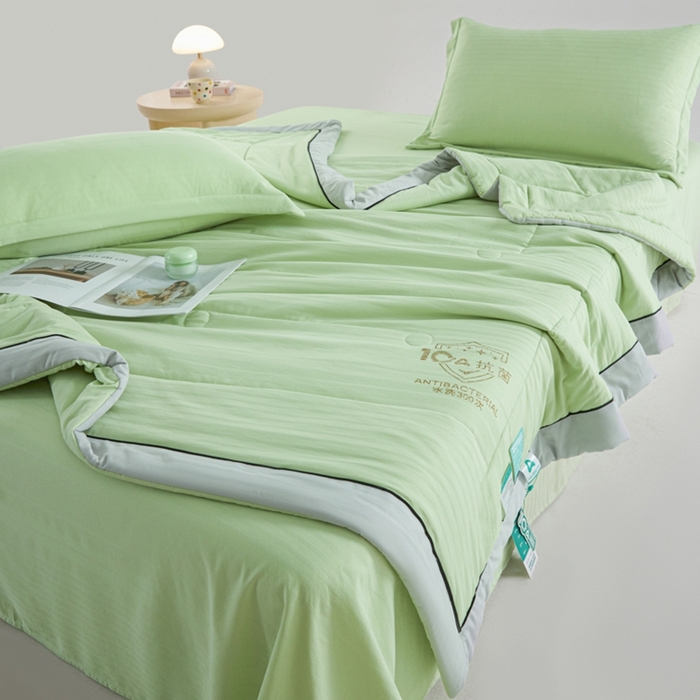 91家纺网 家纺一手货源 找家纺 宝士康家纺 2025新款10A抗菌华夫条提花夏被 青绿