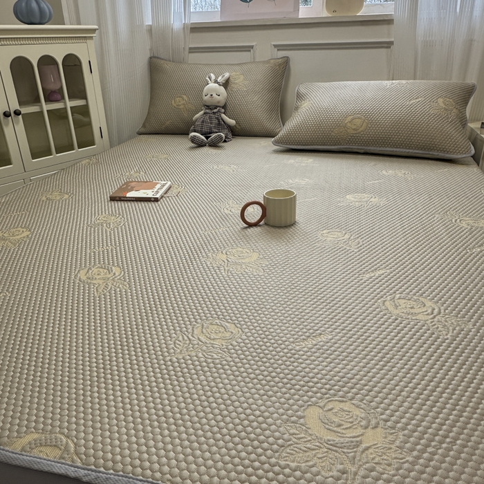 91家纺网 家纺一手货源 找家纺 金爱家 2025新款430克中分子豆豆席凉席席子 豆豆席-玫瑰香槟