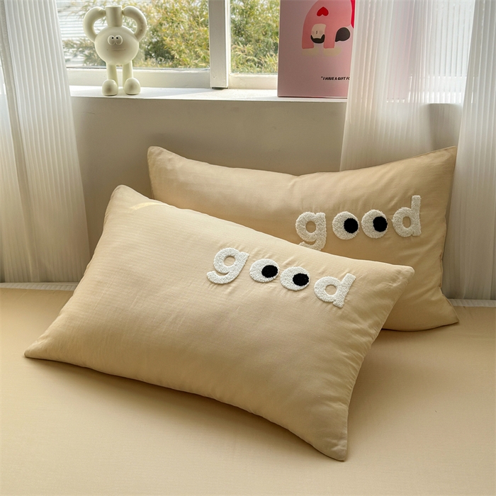 91家纺网 家纺一手货源 找家纺 丽涵 2025新款全棉纯棉大雁纹绣花单品枕套 good香槟金