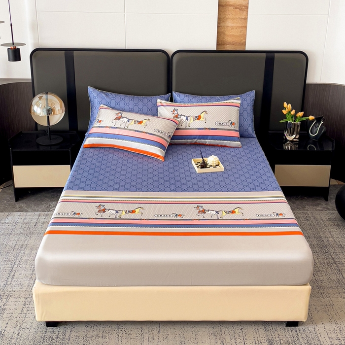 91家纺网 家纺一手货源 找家纺 纽缦家纺 2025新款印花冰丝床笠 时尚潮流