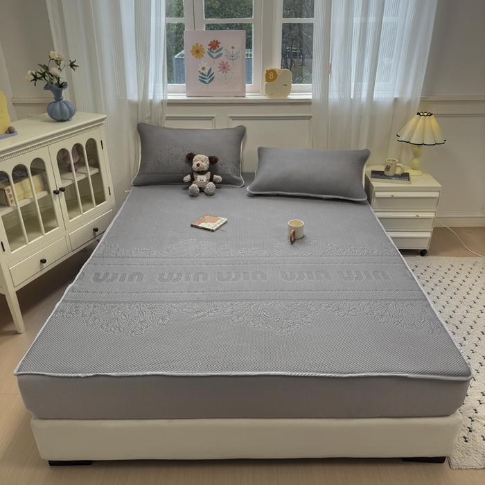 91家纺网 家纺一手货源 找家纺 金爱家 2025新款430克中分子豆豆席凉席席子 豆豆席-繁华灰