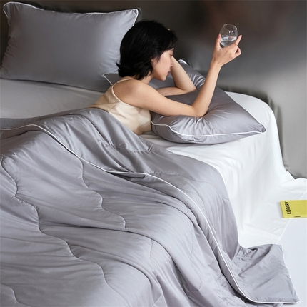 头等舱  2025新款锦氨（165克）水光亮面锦A类55莱赛尔植物大豆7A抗菌夏凉被夏被（模特图） 幻影灰