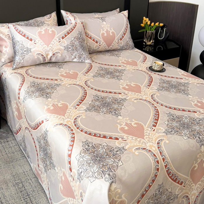 91家纺网 家纺一手货源 找家纺 纽缦家纺 2025新款印花冰丝防滑床单 经典