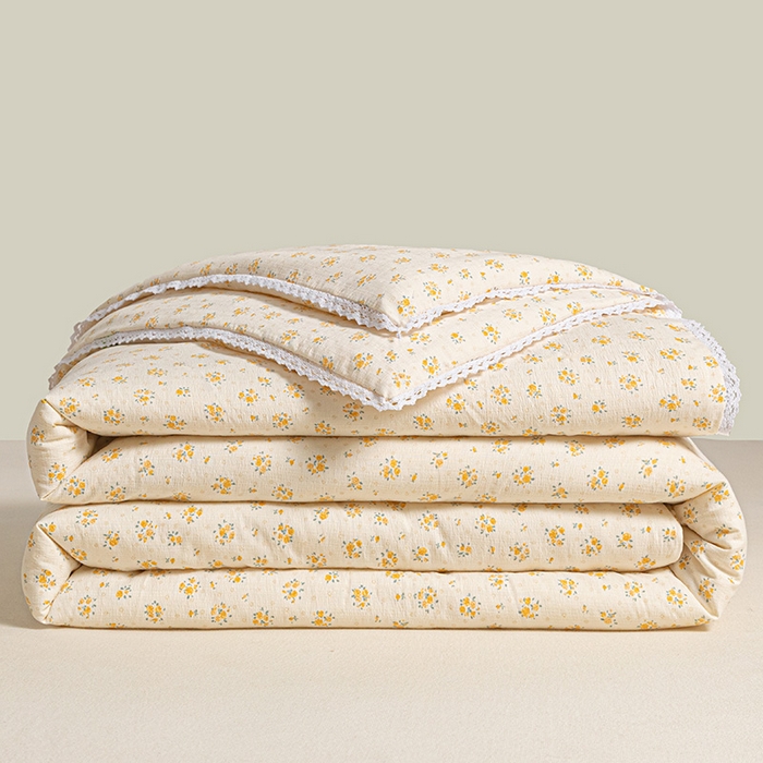 91家纺网 家纺一手货源 找家纺 2025新款双层皱皱纱水洗棉夏被夏凉被空调被可机洗空调被子被芯棉被 橘子海