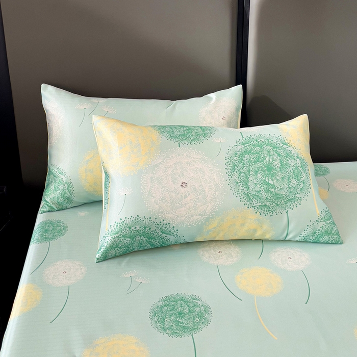 91家纺网 家纺一手货源 找家纺 纽缦家纺 2025新款印花冰丝床笠 蒲公英