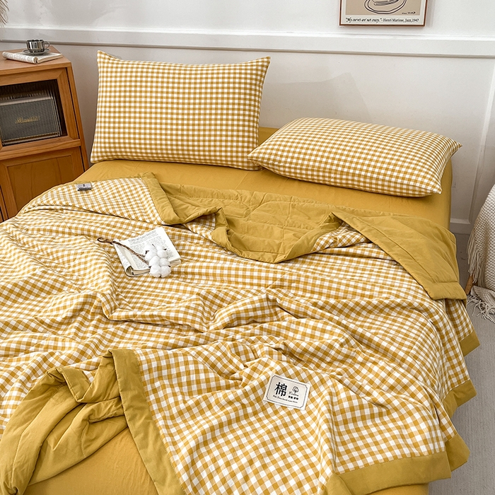 91家纺网 家纺一手货源 找家纺 （总）鸣升家纺 2025新款100%里外全棉棉花夏被无印风全棉色织水洗棉夏凉被空调被夏被春秋被单人可机洗