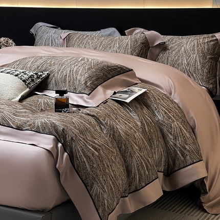 91家纺网 家纺一手货源 找家纺 2025高端轻奢A类母婴级天丝棉全工艺刺绣四件套纯棉全棉高端夏季丝滑裸睡长绒棉床上用品 曼莎