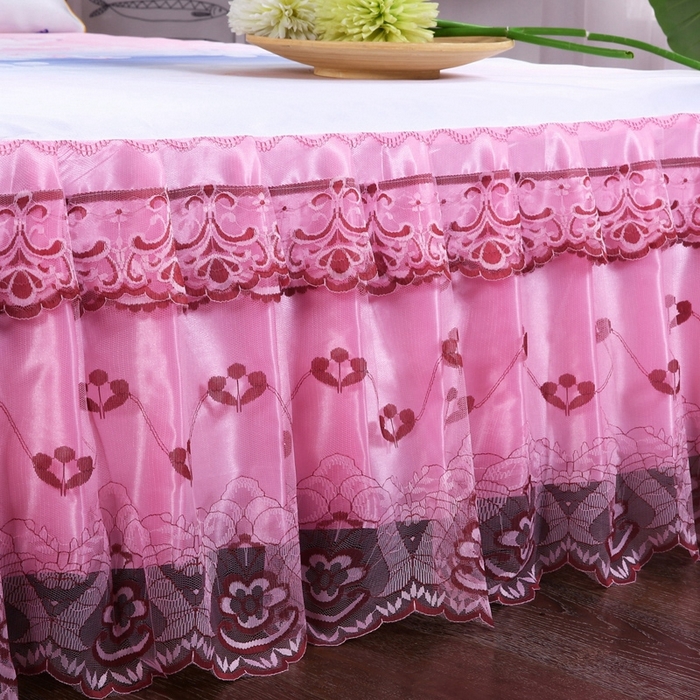 91家纺网 家纺一手货源 找家纺 情恒家纺2025新款床裙款冰丝布艺软凉席三件套 蝶舞花香-粉