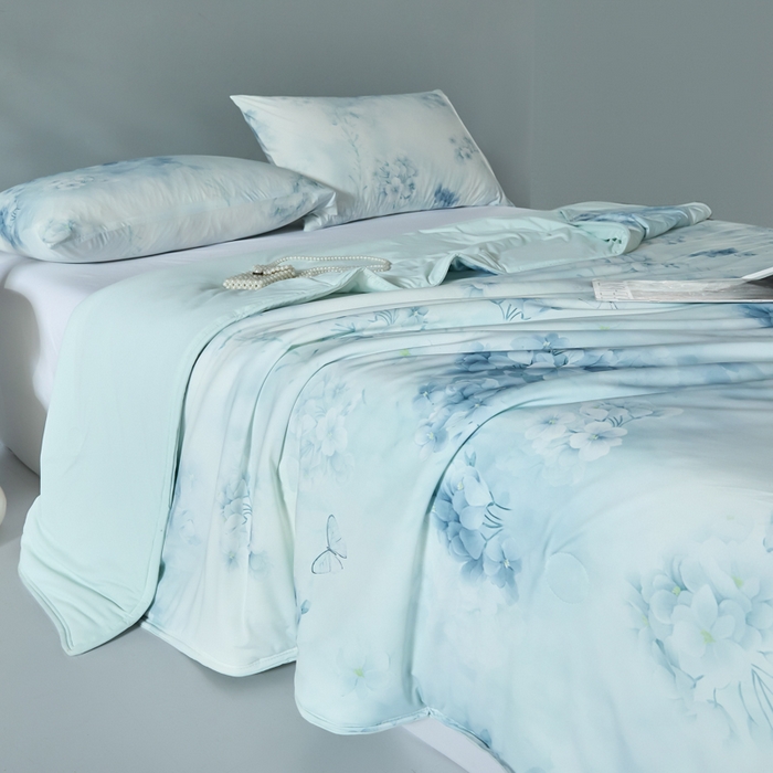 91家纺网 家纺一手货源 找家纺 2025春夏新款100%双面锦纶美式印花夏被凉感空调被 兰亭序