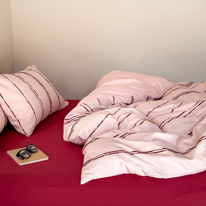 91家纺网 家纺一手货源 找家纺 山舍家居 2025新款全棉纯棉色织提花四件套-弗洛伦萨的落日 弗洛伦萨的落日-落日粉