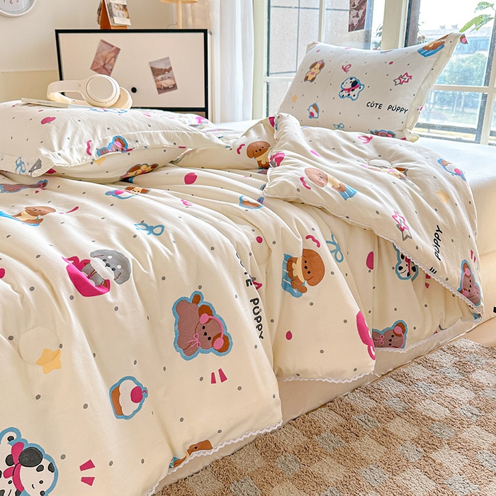 91家纺网 家纺一手货源 找家纺 2025新款双层皱皱纱水洗棉夏被夏凉被空调被可机洗空调被子被芯棉被 多彩小汪