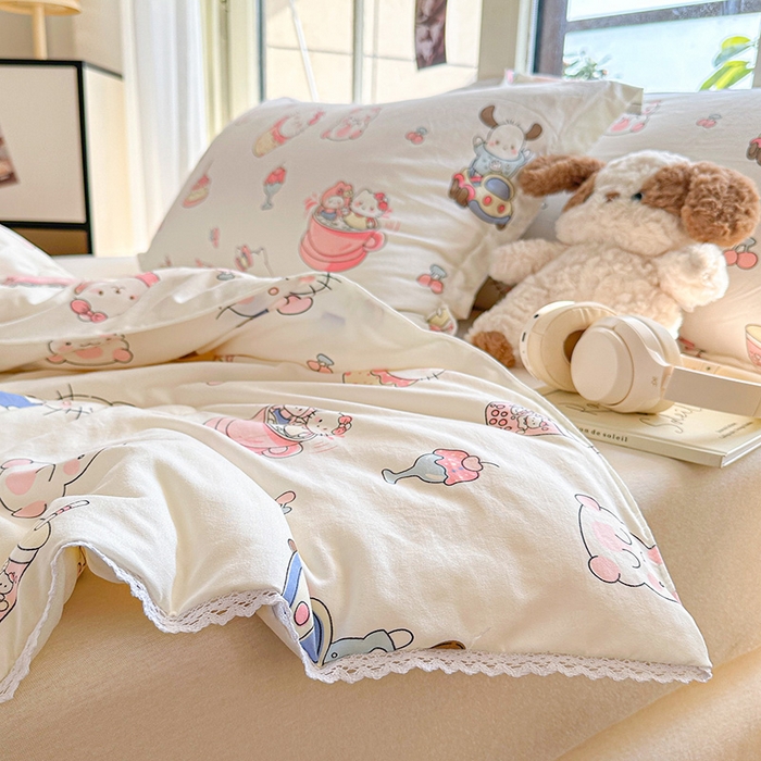 91家纺网 家纺一手货源 找家纺 2025新款双层皱皱纱水洗棉夏被夏凉被空调被可机洗空调被子被芯棉被 奶猫