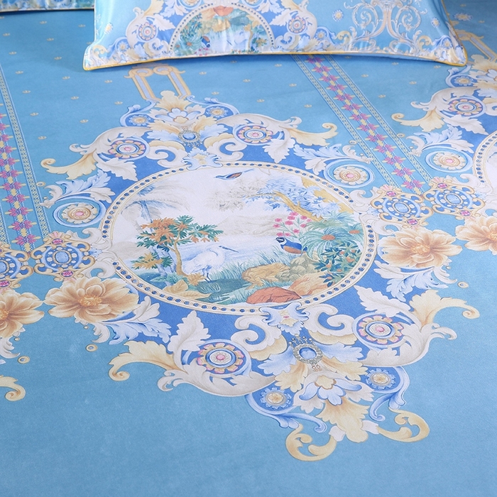 91家纺网 家纺一手货源 找家纺 情恒家纺2025新款床裙款冰丝布艺软凉席三件套 欧美风情