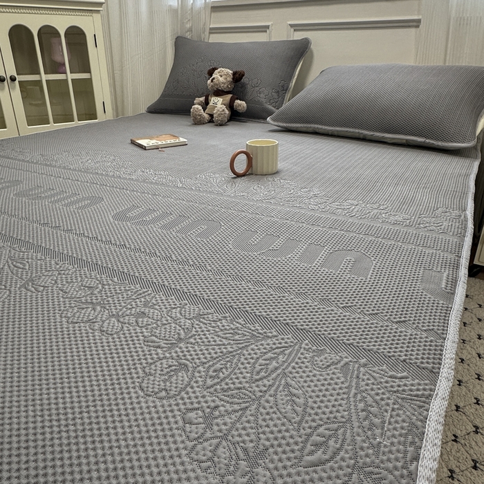 91家纺网 家纺一手货源 找家纺 金爱家 2025新款430克中分子豆豆席凉席席子 豆豆席-繁华灰