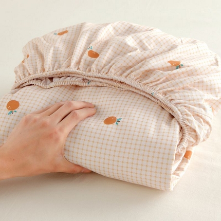 萌飞 2025新款全棉纯棉老粗布席子凉席卡通床笠 全棉卡通-果乐