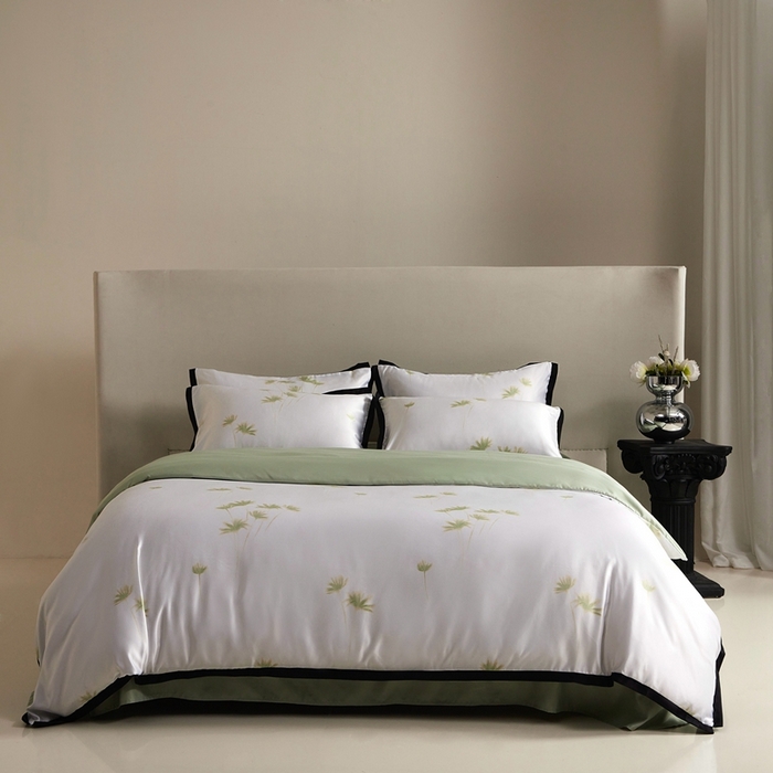 91家纺网 家纺一手货源 找家纺 优悦 2025新款冰丝数码印花四件套 如梦-绿