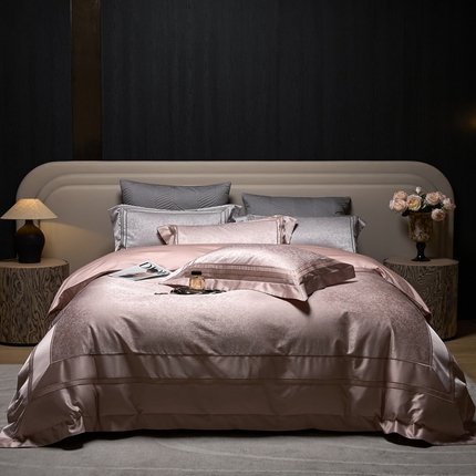 91家纺网 家纺一手货源 找家纺 （总）榻尚家居 2025新款高精密贡缎色织大提花四件套 夜曲