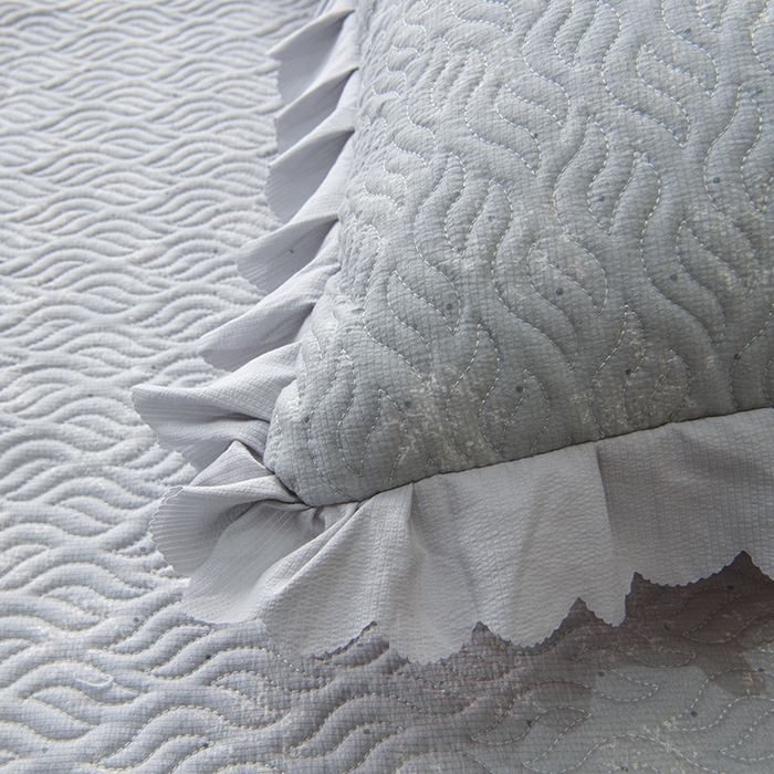 91家纺网 家纺一手货源 找家纺 梦柏 2025新款韩版双层纱夹棉绗缝床盖夏被四件套 思念