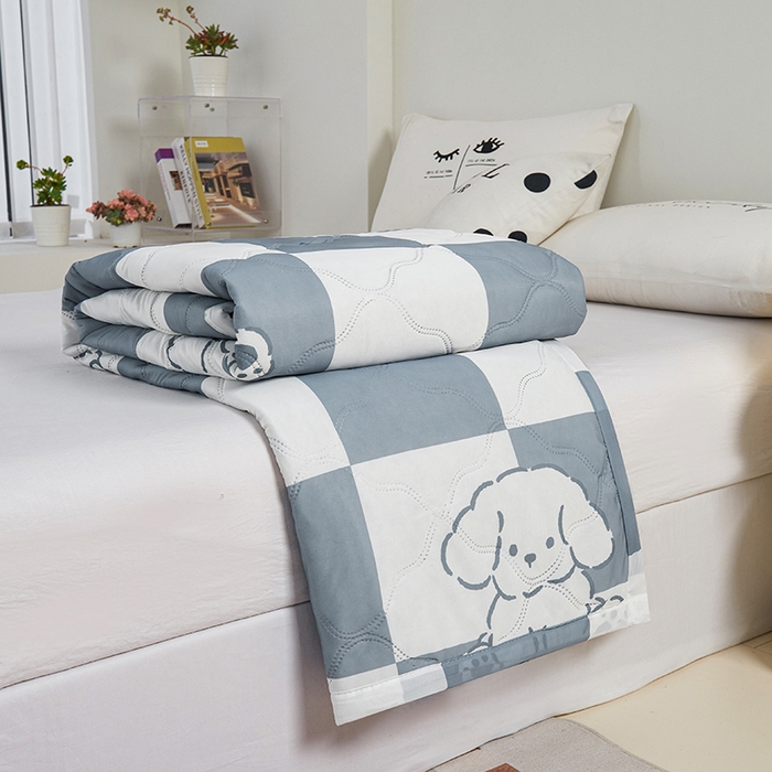 91家纺网 家纺一手货源 找家纺 被多多被业 2025新款凉感丝印花夏被夏凉被空调被 好运小狗