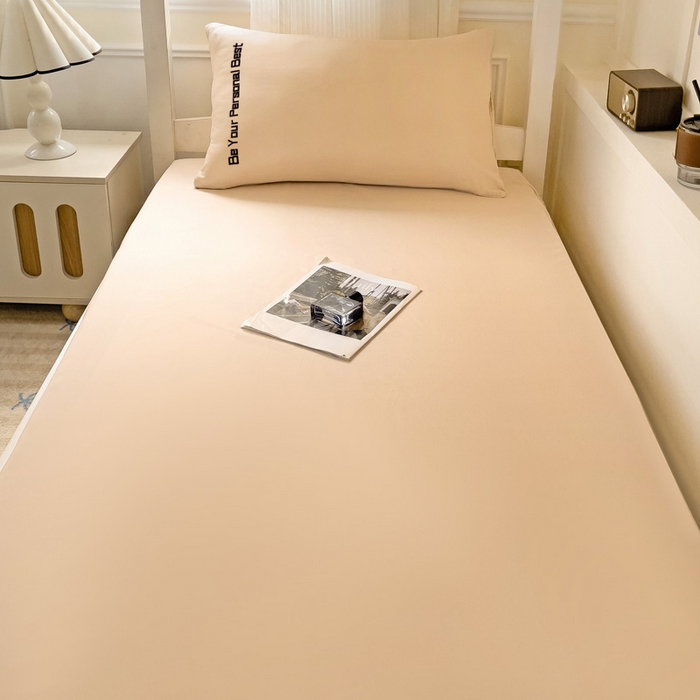 91家纺网 家纺一手货源 找家纺 纽缦家纺 2025新款纯色提花学生冰丝床笠 麦穗黄