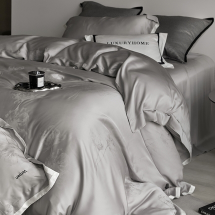 涞澳家纺 2025新款天丝棉提花四件套 沐颜-灰