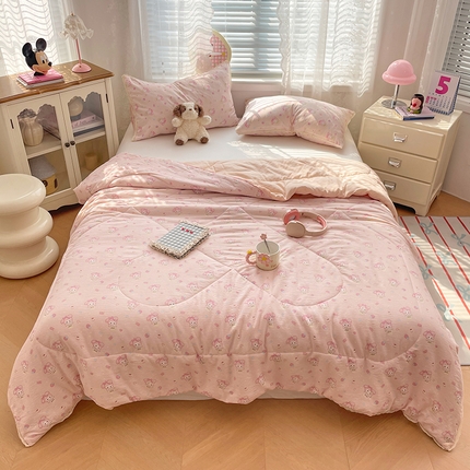 91家纺网 家纺一手货源 找家纺 （总）优承佳生活馆 2025新款云感双层纱浪漫小花边抗菌夏被子被芯