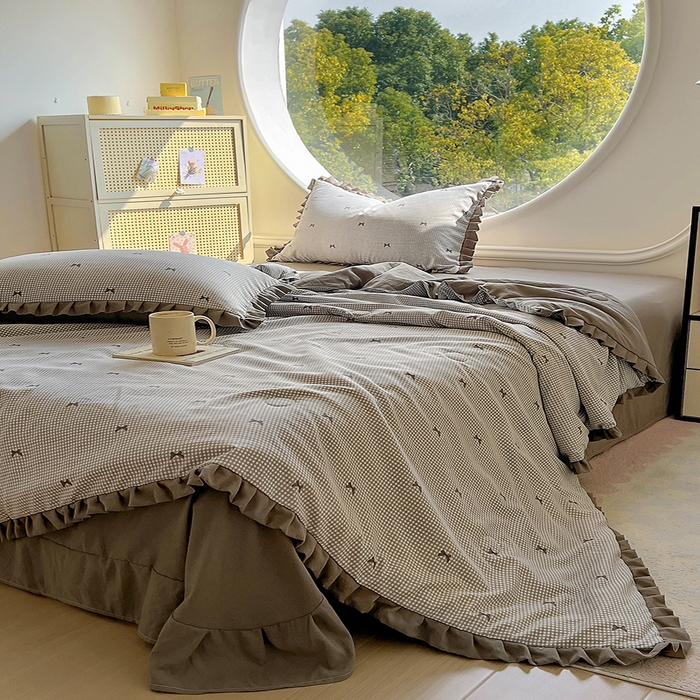 91家纺网 家纺一手货源 找家纺 欧尚 2025新款夏被四件套 蝴蝶结