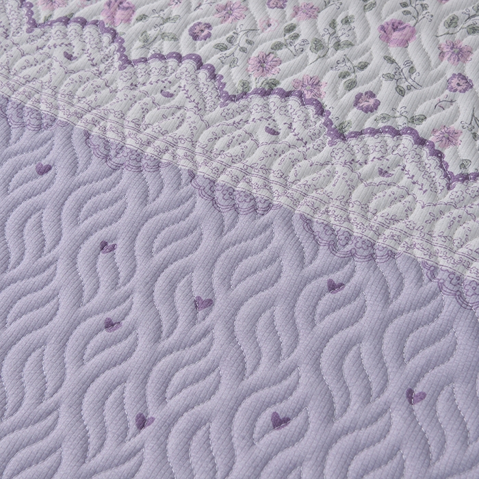 91家纺网 家纺一手货源 找家纺 梦柏 2025新款韩版双层纱夹棉绗缝床盖夏被四件套 香草