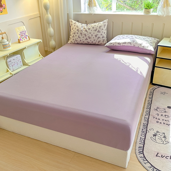 91家纺网 家纺一手货源 找家纺 玖明2025新款A类加厚柔软针织棉双层纱四件套 繁花似锦