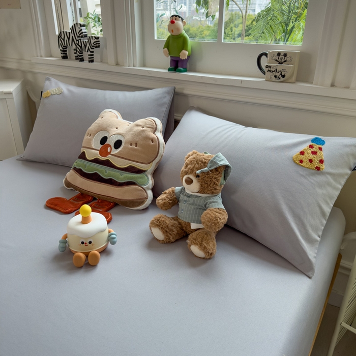 91家纺网 家纺一手货源 找家纺 席世家 2025春夏新款全棉纯棉老粗布印花床笠凉席席子 嘟嘟熊