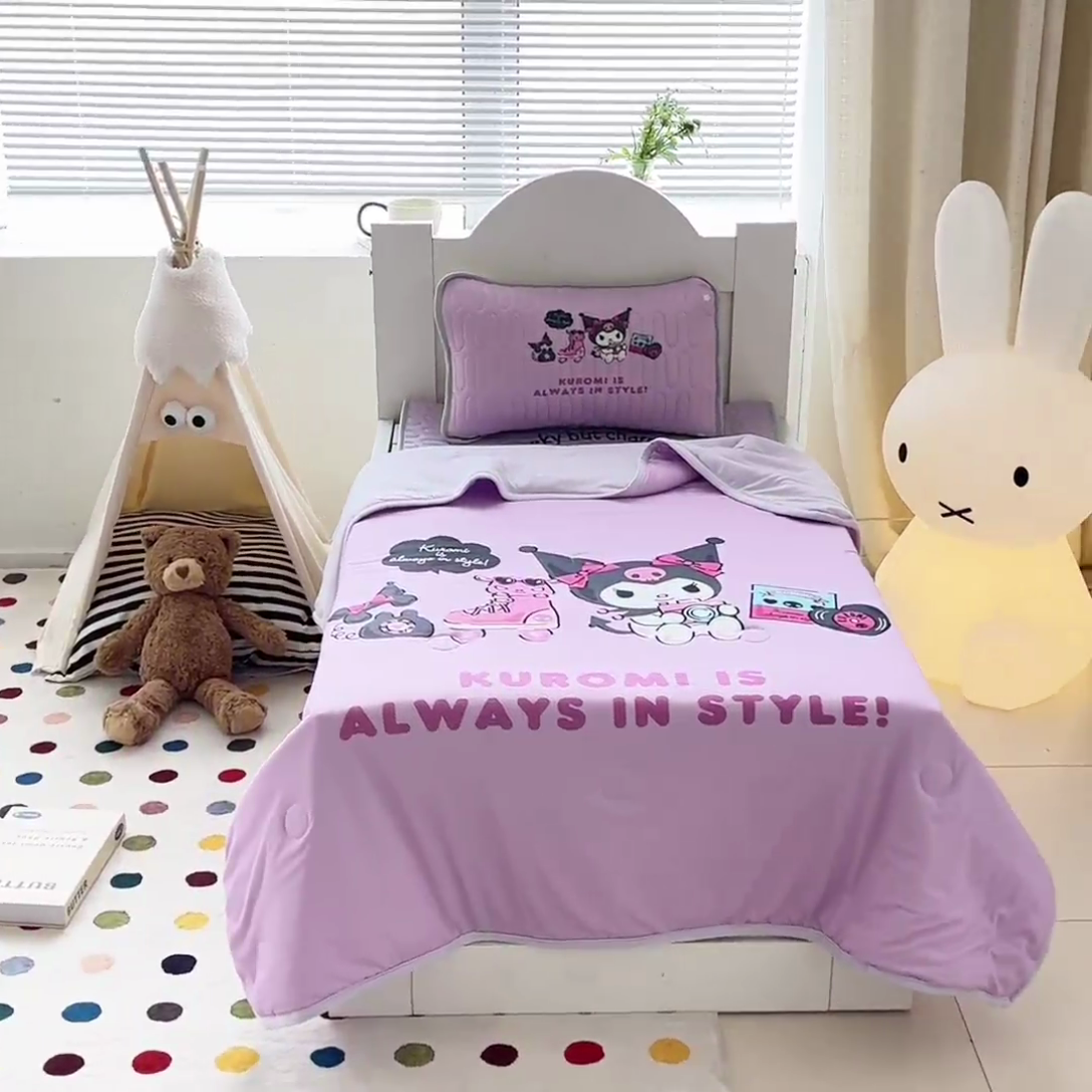 91家纺网 家纺一手货源 找家纺 花满路 2025新款儿童针织棉夏被 库洛米