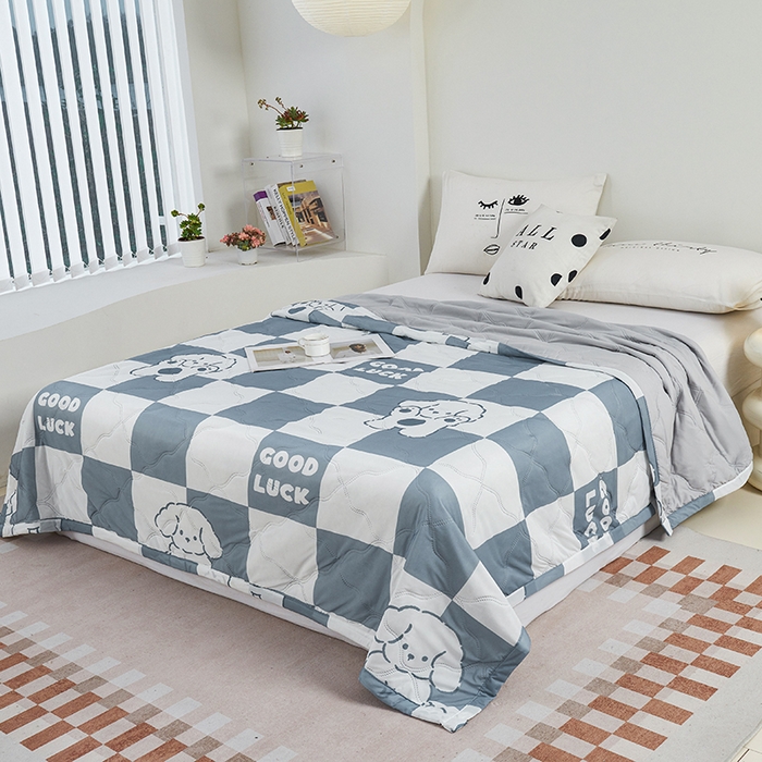 91家纺网 家纺一手货源 找家纺 被多多被业 2025新款凉感丝印花夏被夏凉被空调被 好运小狗