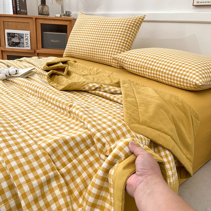 91家纺网 家纺一手货源 找家纺 （总）鸣升家纺 2025新款100%里外全棉棉花夏被无印风全棉色织水洗棉夏凉被空调被夏被春秋被单人可机洗