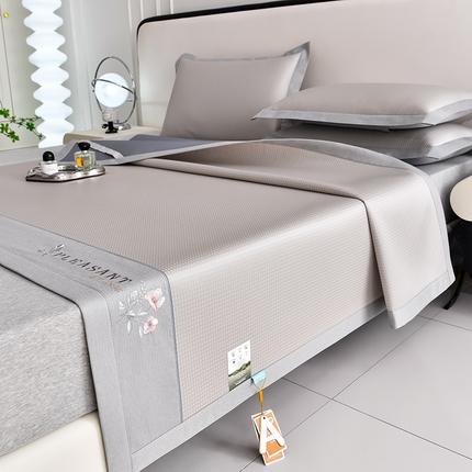 小牛席业  2025新款华夫格-鲜花清凉冰丝席凉席席子系列 香槟