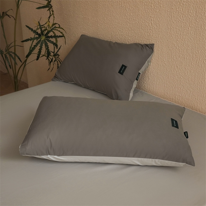 91家纺网 家纺一手货源 找家纺 启程2025新款全棉纯色双拼无印风四件套 雅士灰+绅士灰