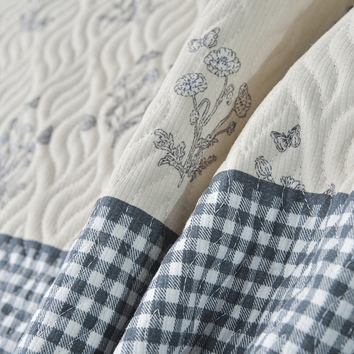 91家纺网 家纺一手货源 找家纺 梦柏 2025新款韩版双层纱夹棉绗缝床盖夏被四件套 芳香