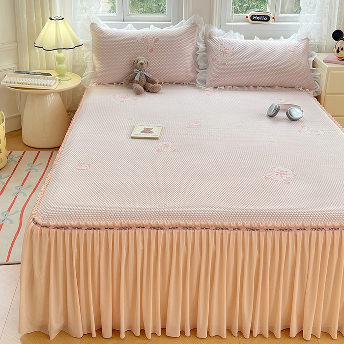 91家纺网 家纺一手货源 找家纺 （总）梦舒羽 2025春夏新款冰豆豆凉席席子-床裙款