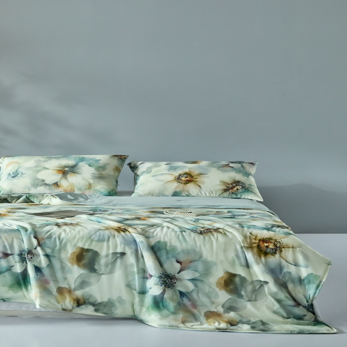 91家纺网 家纺一手货源 找家纺 2025春夏新款100%双面锦纶美式印花夏被凉感空调被 韵染