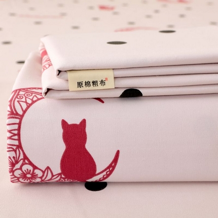 萌飞 2025新款全棉纯棉老粗布席子凉席卡通床单 月亮猫