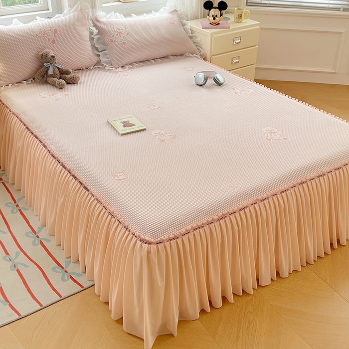 91家纺网 家纺一手货源 找家纺 （总）梦舒羽 2025春夏新款冰豆豆凉席席子-床裙款