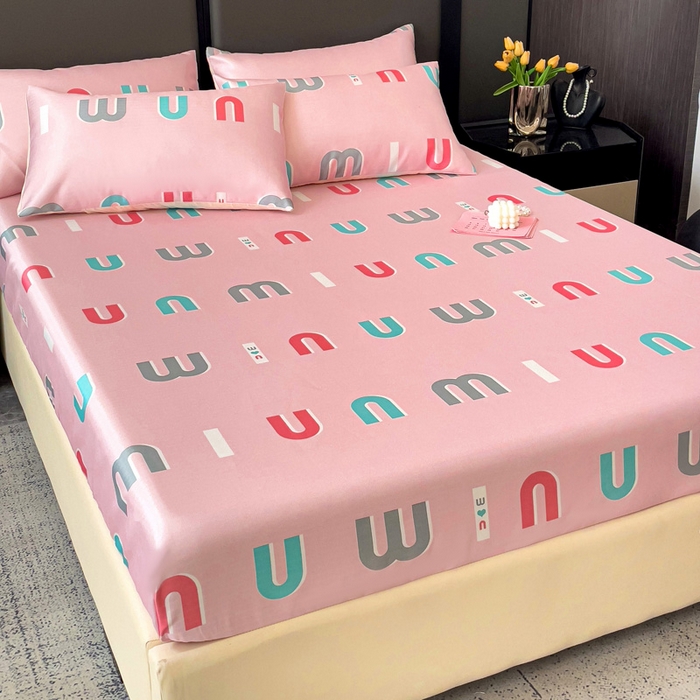 91家纺网 家纺一手货源 找家纺 纽缦家纺 2025新款印花冰丝床笠 跳动的音符