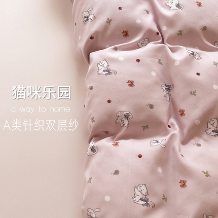 91家纺网 家纺一手货源 找家纺 （总）玖明2025新款A类加厚柔软针织棉双层纱四件套